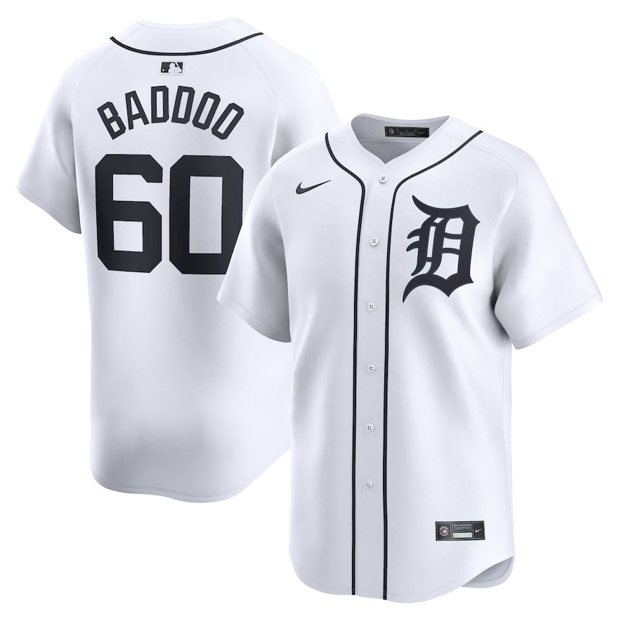 Men Detroit Tigers 60 Akil Baddoo Nike White Home Limited Player MLB Jersey